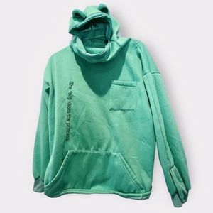 Green Frog Hoodie by K Studio Sz XL "The Frog Kisses the Princess" Embroidered